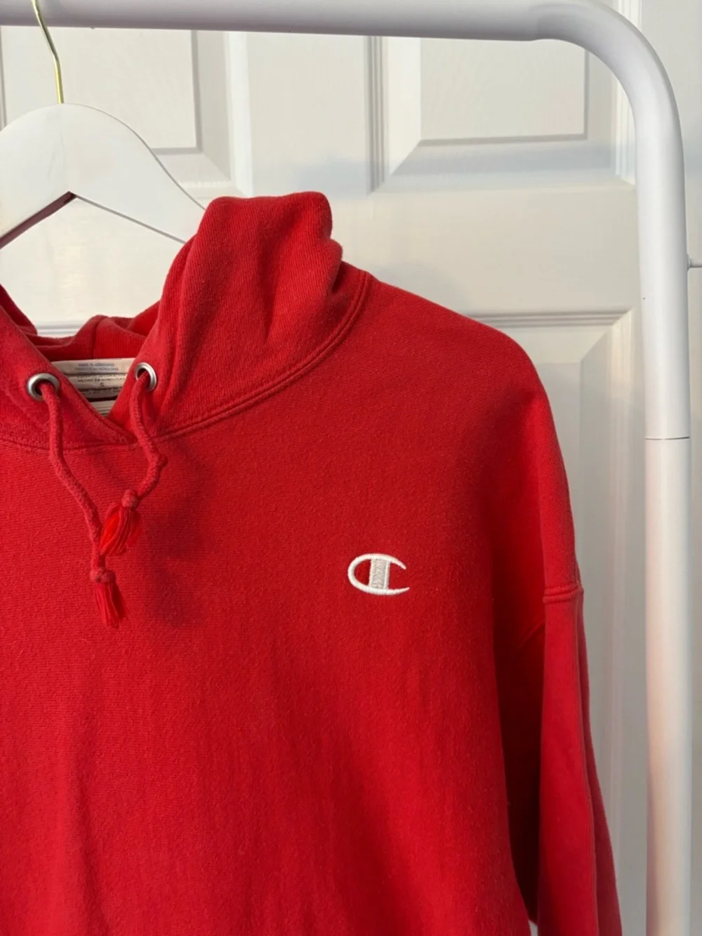 Champion Red Hoodie Sweatshirt Size Large Cotton - Picture 3 of 10